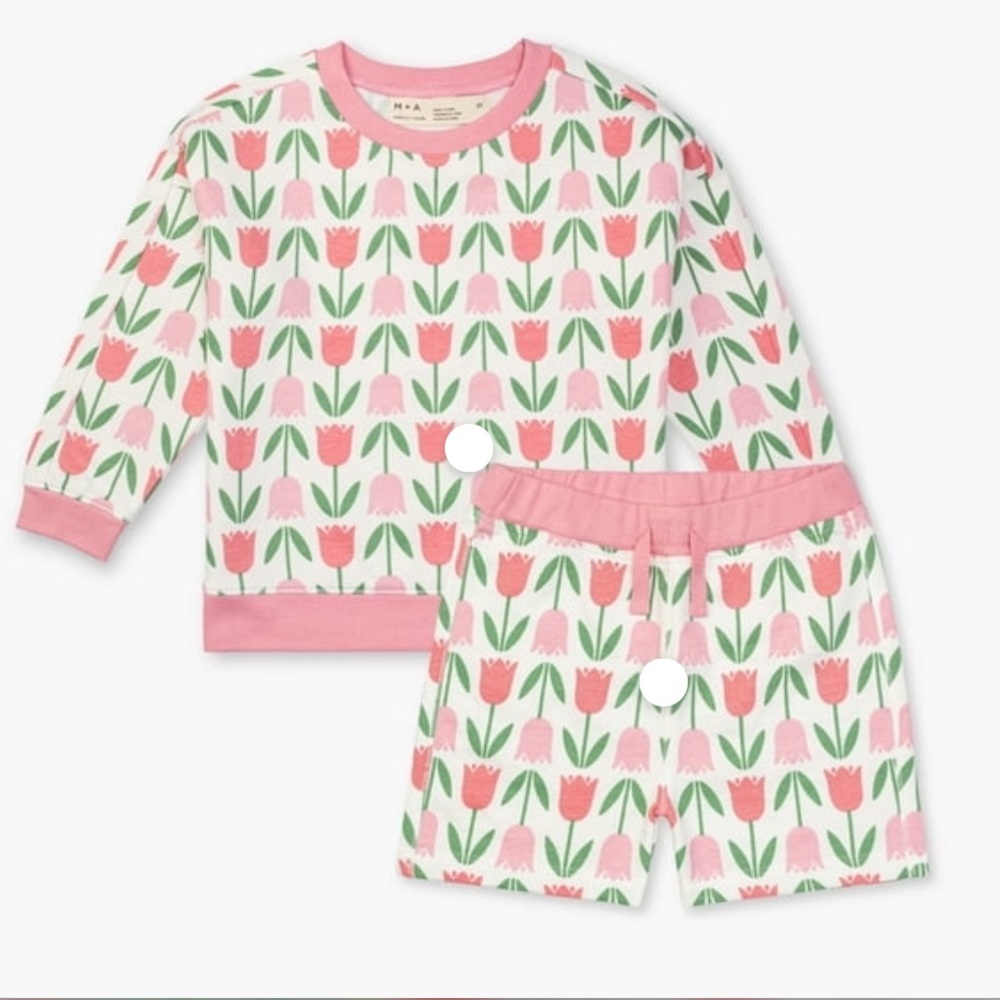 Monica and Andy organic cotton sweatshirt and shorts set